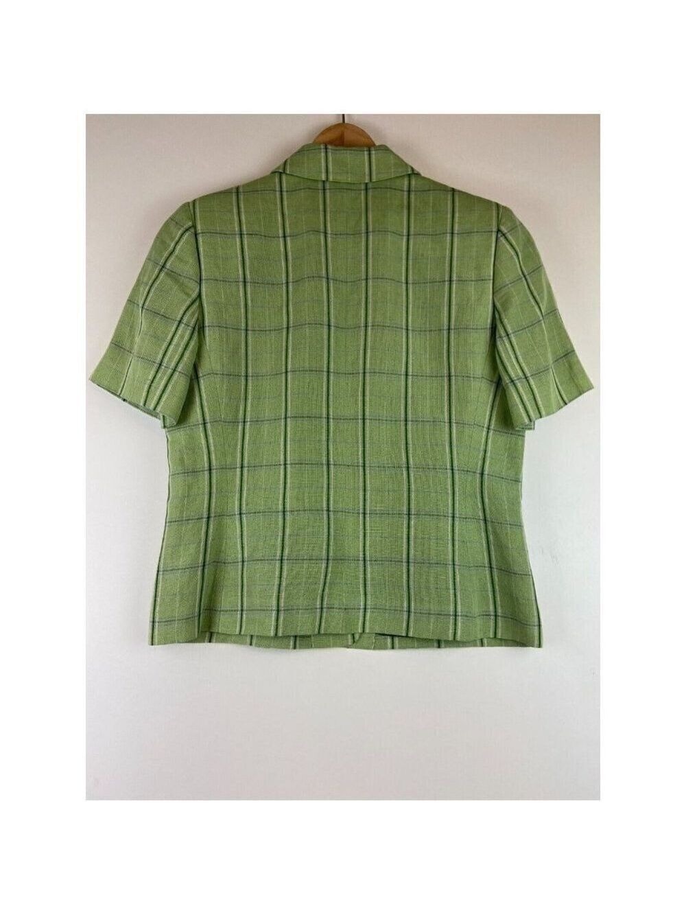 Harvé Benard by Benard Holtzman Women's Short Sleeve Green Plaid Blazer … - Picture 2 of 6
